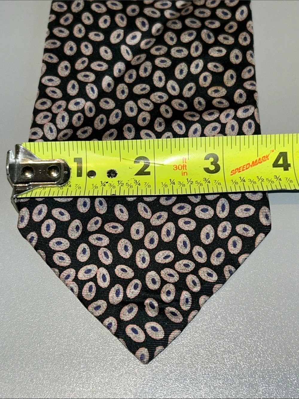 Gitman Brothers Black Silk Tie with Pink and Blue Oval Motif